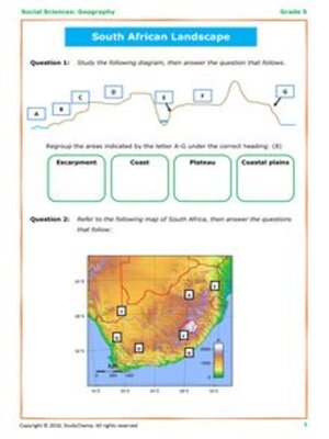 cover image of Grade 5 Geography Test 2: Physical Features of South Africa